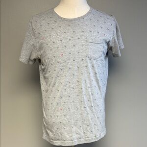 Zak Los Angeles Flamingo Print Pocket T-Shirt – Gray | XL